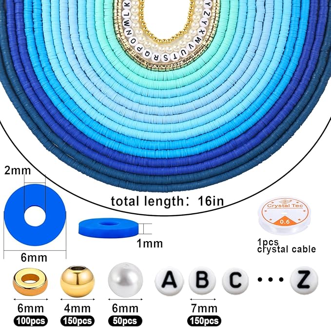 JMUQ 14 Strands Yellow Clay Beads Bracelet Making Kit, 5500 Flat Polymer Clay Heishi Beads for Friendship Bracelets Jewelry Making Kit with Letter Pearl Gold Spacer Beads for Women