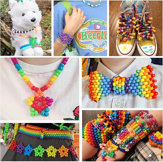 4800PCS Pony Beads Bulk, 24 Colors Kandi Beads 6x9mm Large Hole for Friendship Bracelets, Jewelry Making, Hair Braiding, DIY Art Craft - Shockproof Protective Gift Packaging