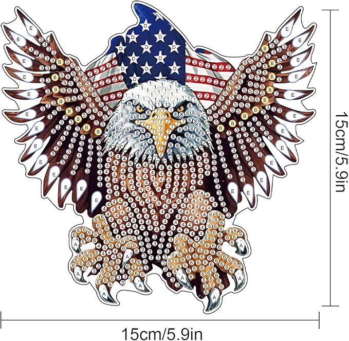 DIY Diamond Art Hanging Kits for Adults, Patriotic American Flag Owl Special Shaped Crystal Diamond Painting Ornament, Acrylic Window Suncatcher Pendant with Chain for Independence Day Home Decor Gift