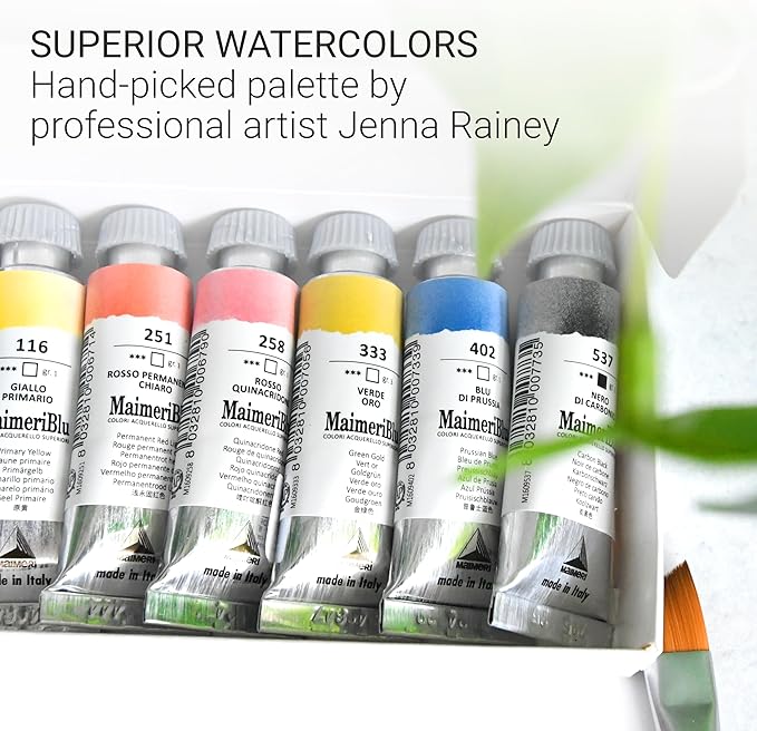 MaimeriBlu, Jenna Rainey Artist Set, Watercolor Paint, 12ml, 6 Tubes – Professional Watercolor Painting Supplies