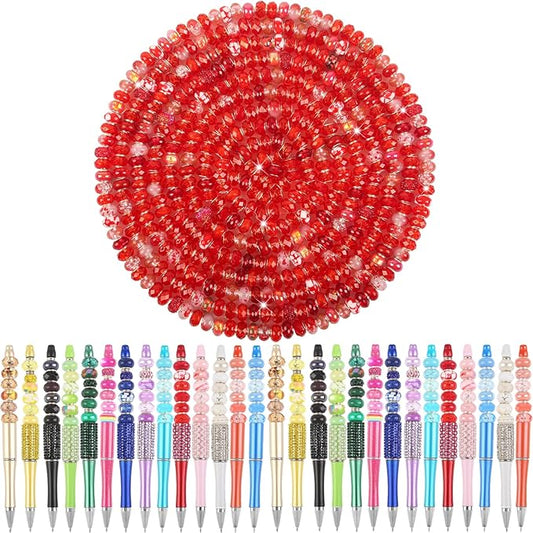 Large Hole Beads Red European Beads for Pens 100 Pieces Assorted Large Hole Fairy Wand Garden Beads Lampwork Craft Spacer Beads for DIY Charms Bracelet Necklace Decoration Jewelry Making Supplies