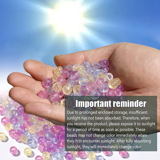 gmma transparent uv pony beads bulk - 1000 pcs plastic cute clear color changing beads for friendship bracelet & necklace diy jewelry making party decoration supplies