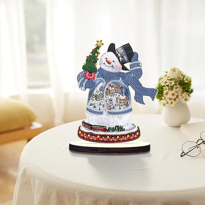 Christmas Diamond Art Tabletop Decoration, DIY Snowman and Christmas tree, Diamond Art 5D Special Shape Crystal Diamond Partial Diamond Art Painting Mosaic Handicraft, Home Office Tabletop Decor Gift