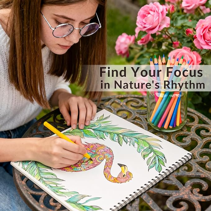 FUN LAVIE Adult Coloring Book - Mandala Animal Designs for Adults Relaxation and Teens Stress Relief, Spiral Bound Coloring Book for Women, Mindfulness Mandalas and Animal Patterns for Anxiety Relief