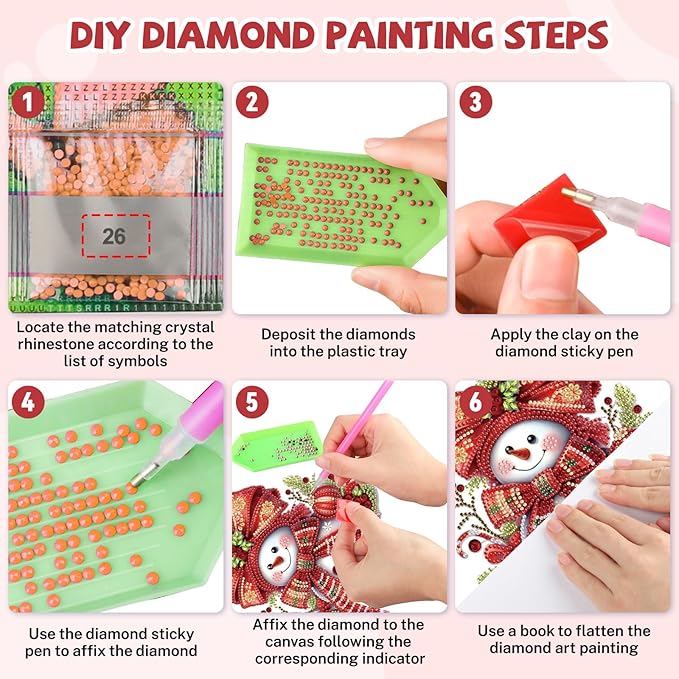 Bowetile Christmas Diamond Art Hanging Kits for Adults, Diamond Art Suncatchers Snowman, 5D Special Shape Diamond Painting Pendant Window Ornament Christmas Gifts for Home Door Wall Decor