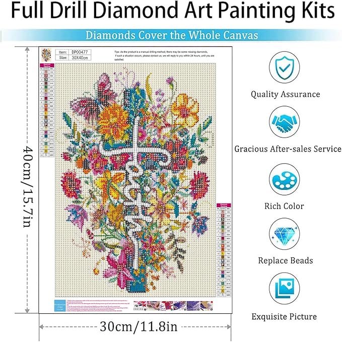 ARPADAMO Diamond Art Kits for Adults,5D Cross Flowers Diamond Painting DIY Flower Diamond Art Diamond Painting Kits for Adult,Round Full Drill Diamonds, Diamond Art Kits for Home Decor-12x16inch