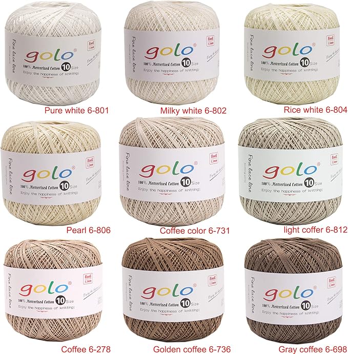 golo Crochet Thread Yarns for Hand Knitt Size10 Golden Coffee 736