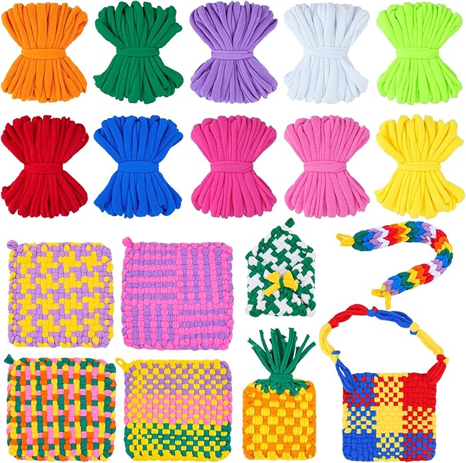 prebox 1000 pcs weaving loom loops refill, 10 colors for 7 inch potholder loom, craft supplies for kids and beginners, christmas & birthday gifts for girls 6 7 8-10 10-12 year old