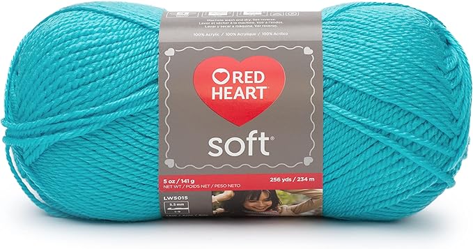 Red Heart Soft Turquoise Yarn - 3 Pack of 141g/5oz - Acrylic - 4 Medium (Worsted) - 256 Yards - Knitting/Crochet
