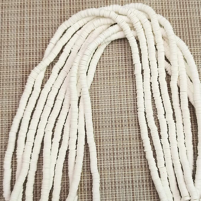 3500 Pcs 6mm Colorful Flat Clay Beads for DIY Polymer Round Handmade Jewelry Making for Necklace Bracelet Earring Pendant and Anklet Craft Making(White)
