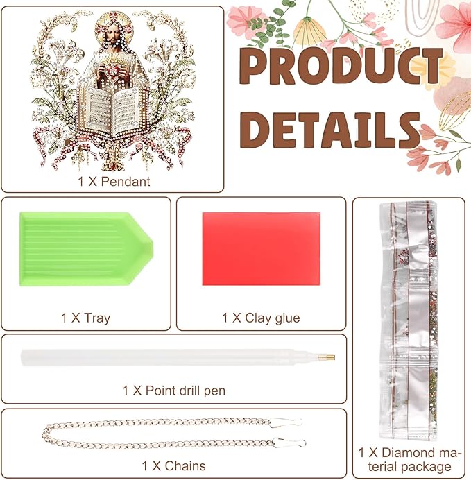 DOMROM Jesus Diamond Art Hanging Kits for Adults Beginners, Special Shaped Crystal Diamond Painting Jesus Pendant, DIY Diamond Art Suncatchers Christmas for Home Garden Wall Decor Gift