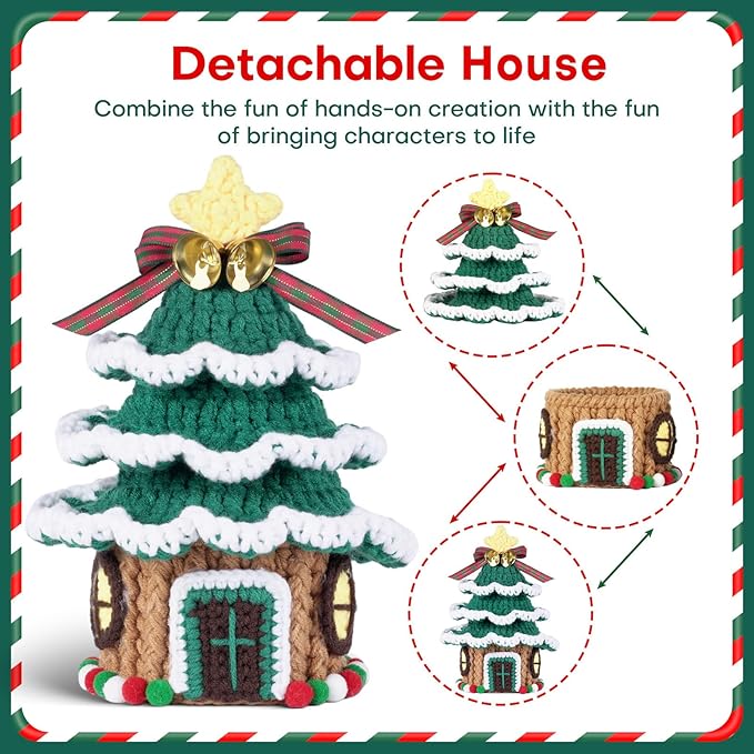 Crochet Set - Beginner Friendly Crochet Set with Step-by-Step Teaching Videos and Crochet Pattern Manuals (Christmas Tree)