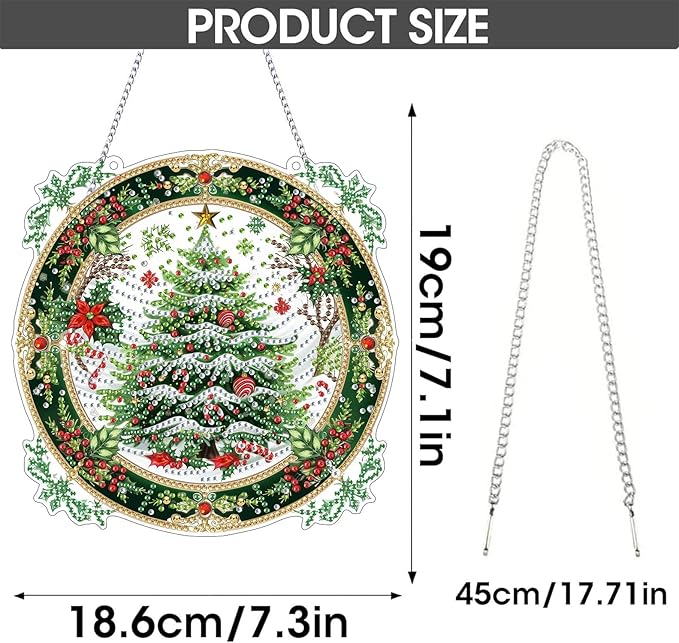 SKRYUIE Christmas Hanging Diamond Art Kits for Adults Pendant Suncatcher, Special Shaped Crystal DIY Pearl Diamond Painting Kit, Gift for Mother Spring Summer Window Wreath Decor 7.88 x 7.88 Inch D2