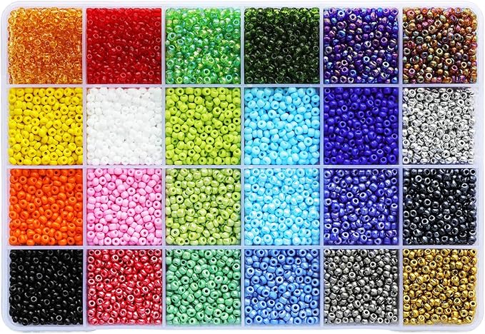 Bala&Fillic Size 3mm Seed Beads About 7200pcs in Box, 8/0 Glass Seed Beads for Making Bracelet Necklace Earring Jewelry (About 300pcs/Color, 24 Colors)