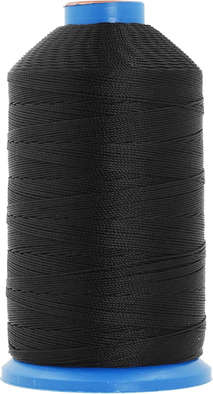 Mandala Crafts Size 207 630D T210 Bonded Nylon Thread - Black 800 YDs Tex 210 Heavy Duty Sewing Threads for Leather, Jeans, Weaving, Outdoor Marine Upholstery