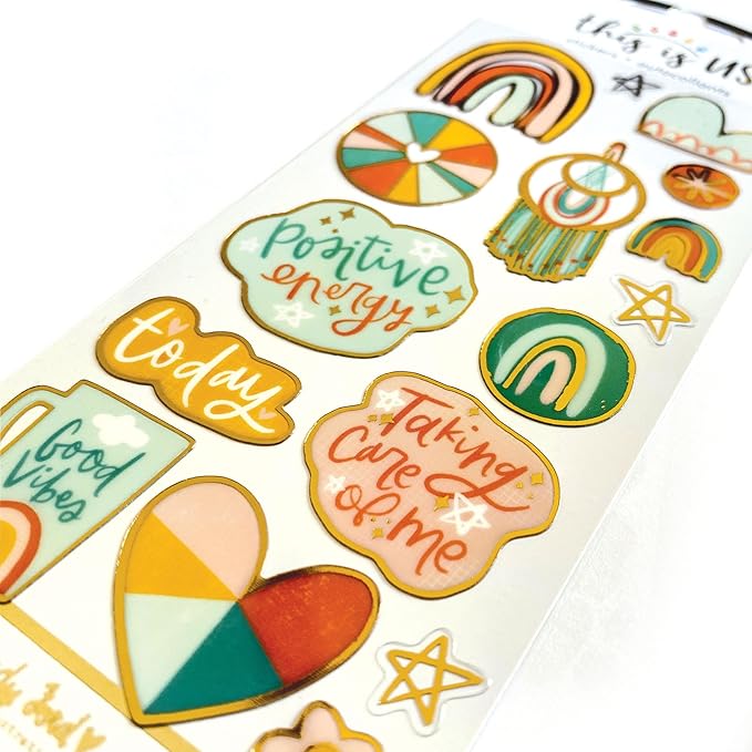Paper House Productions This is Us Mandy Ford Shiny Foil Enamel Effect Sticker Sheet for Crafts, Scrapbooking & Collecting - Rainbow Inspiration