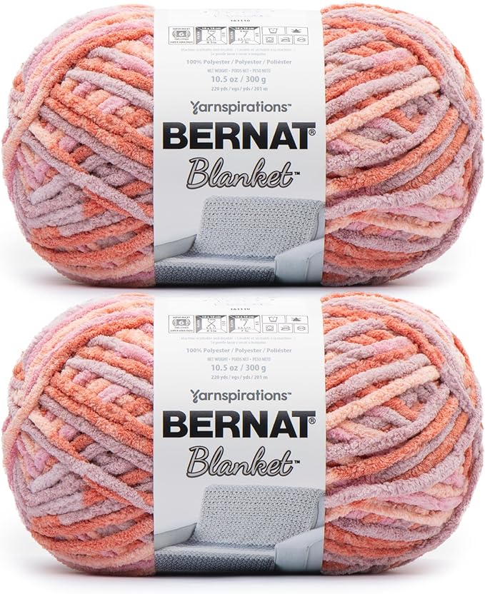 Bernat Blanket - 2 Pack of 220 Yards/10.5 oz Dried Flowers 100% Polyester Yarn