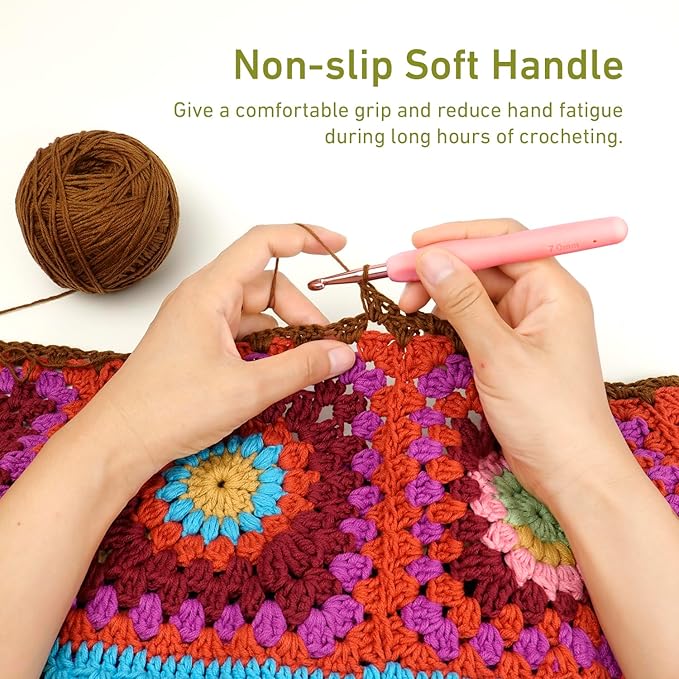 7mm Crochet Hook, Supers Smooth 7 mm Ergonomic Crochet Hooks for Beginner, Comfort for Arthritic, 1 Pack