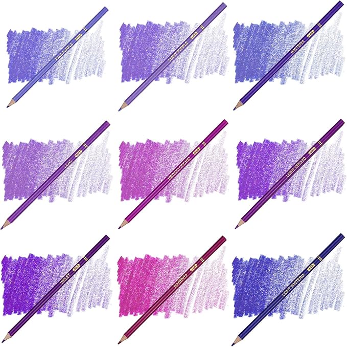 Purple Colored Pencils,Oil Based Wooden Colored Pencil Set for Adults Coloring Books Drawing Sketching Art Supplies 24 Color