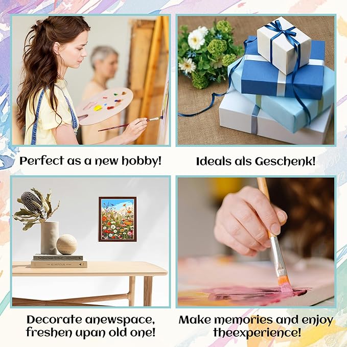 NPCSWXQ Wild Flowers Paint By Numbers Kit for Adults Beginners, Flowers Paint by Number On Canvas, DIY Acrylic Painting Crafts Number Artist Paint Kit for Home Wall Office Decor Gifts 16x20Inch