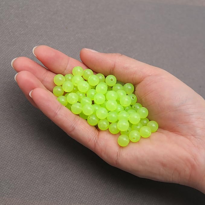 bonny boxx 500pcs 8mm jelly light green acrylic round beads, smooth transparent acrylic balls, plastic resin gumball bubblegum chunky beads for necklace & bracelet making, crafting supplies