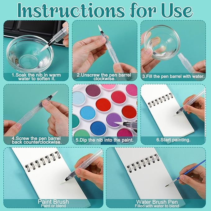 40 Sheets Watercolor Sketchbook with 36 Colors Watercolor Paint Set, 140lb/300g Watercolor Paper (5.5"x 8.5" & 3.5" x 5.5") Watercolor Painting Supplies for Artists Beginner