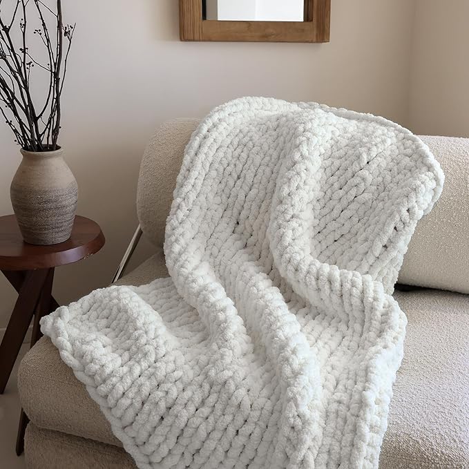 Jumbo Chenille Chunky Yarn for Crocheting - Super Bulky Fluffy Chunky Yarn for Hand Knitting - Extra Thick Soft Blanket Big Yarn 12 Jumbo Pack (27yds,8 oz Each Skein)