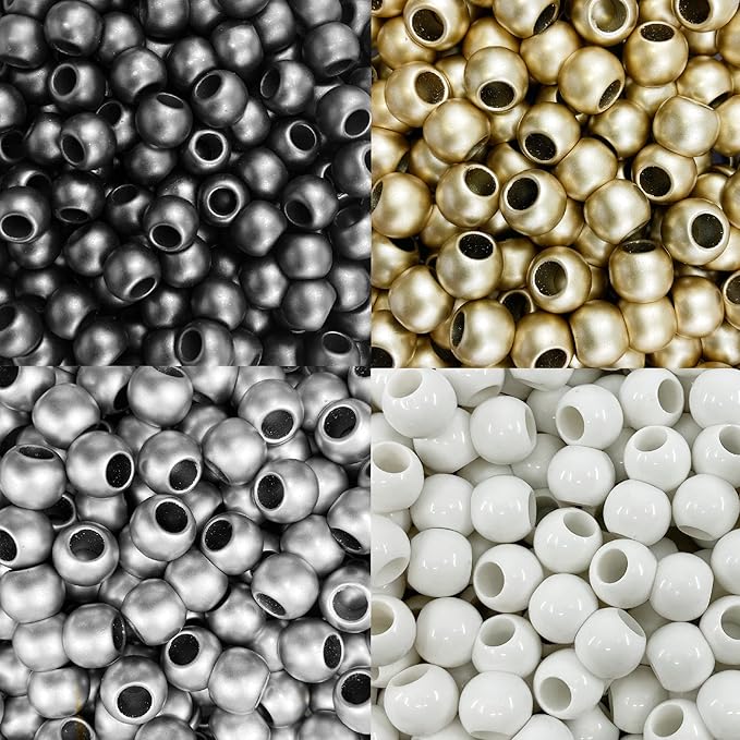 300 acrylic large hole beads for crafts 10mm x 12mm acrylic barrel beads with 5.7mm large hole, black tie matte assortment