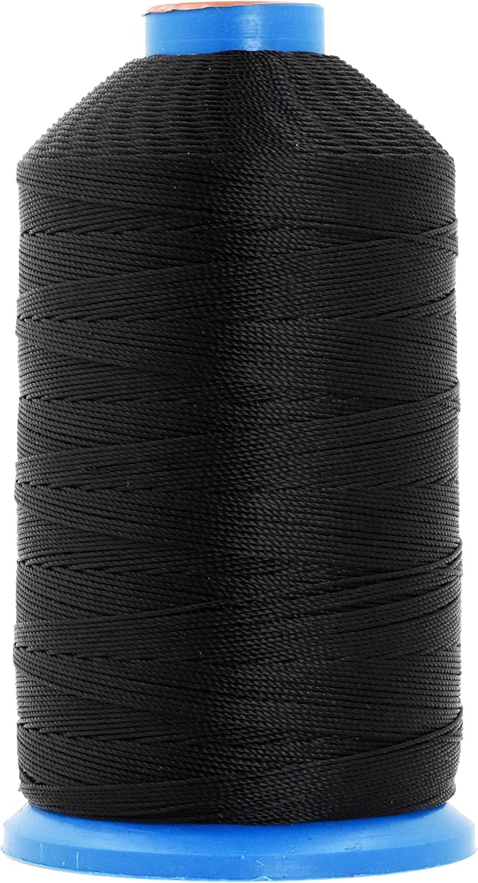Mandala Crafts Size 92 280D T90 Bonded Nylon Thread - Black 1100 YDs Tex 90 Heavy Duty Sewing Threads for Leather, Jeans, Weaving, Outdoor Marine Upholstery