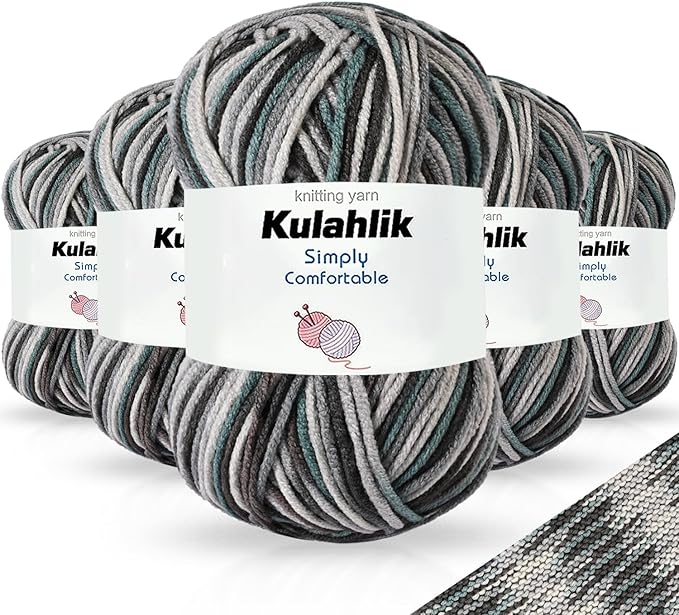 250g(5x50g) Acrylic Yarn for Crochet/Knitting, Colorful Gradient Yarn Thread, 5 Rolls Skeins, Perfect for Any Knitting Crochet and Crafts Mini Project