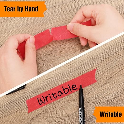 HongWay Masking Tape 1 Inch, 6 Rolls x 22yd (132yds in Total) Painters Tapes for Painting Labeling Arts Crafts, Easy Removal, No Residue (0.94in Red)