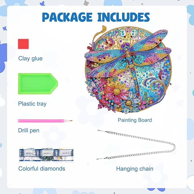 MAXBYE Hanging Dragonfly Diamond Art Painting Kits for Adults Beginners, DIY 5D Special Shaped Crystal Painting Diamond Kits Hanging Ornament for Gift Home Wall Door Decor