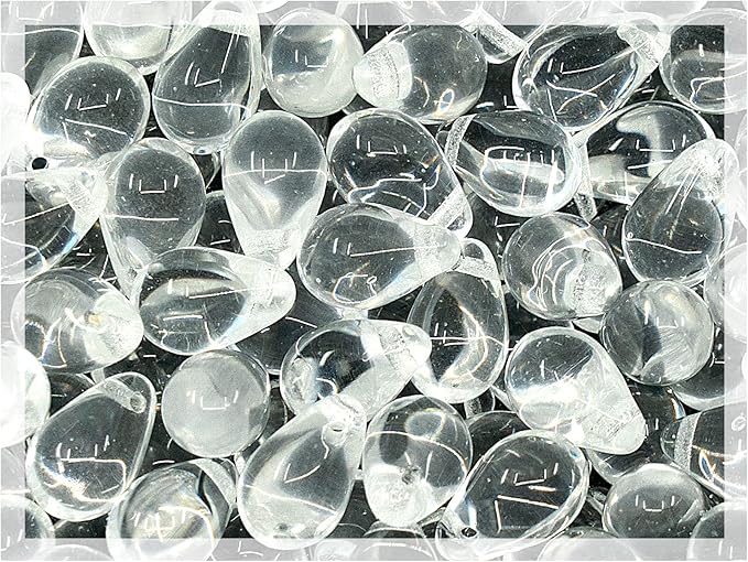 Czech 50-Piece Glass Beads, 6x9mm, Teardrop Transparent Crystal Clear