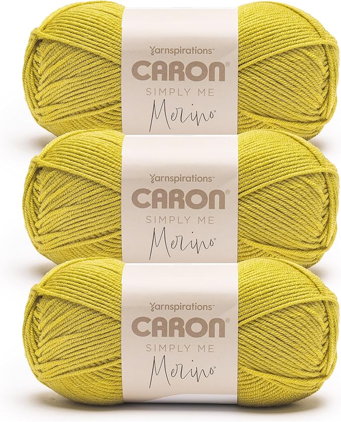 Caron Simply Me Merino Autumn Gold Yarn - 3 Pack of 100g/3.5oz - 50% Acrylic, 50% Merino Wool - #3 DK (Light) - 215 Yards - Knitting/Crochet