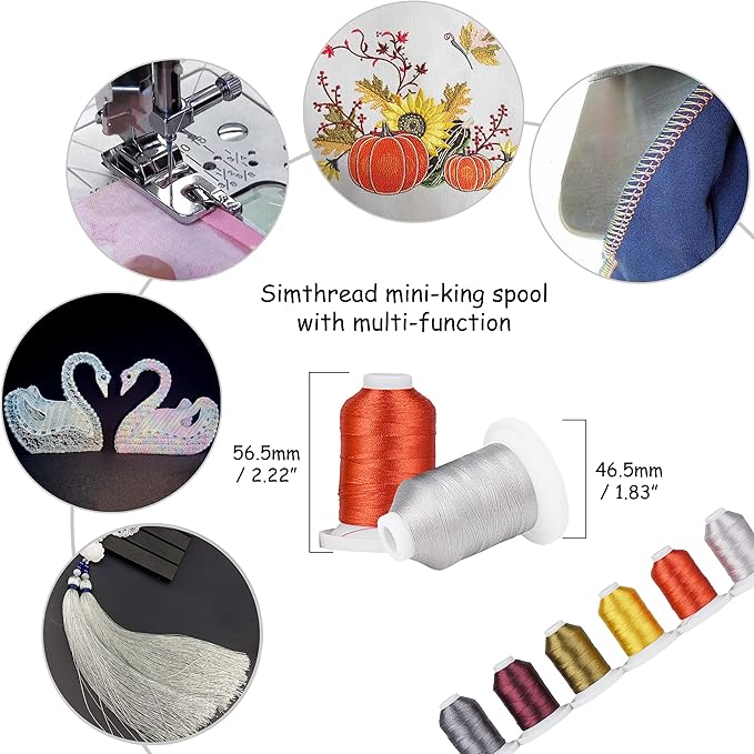 Simthread Embroidery Thread with Storage Box - 12 Options - 800 Yards/Spools, 9 Neutral Colors for Embroidery and Sewing Machine