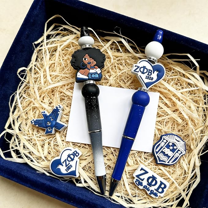Zeta Beta Phi Sorority Themed Silicone Focal Beads Bulk for DIY Keychain Lanyard Pens Making Rubber Beads Kit Supplies (ΖΦΒ)