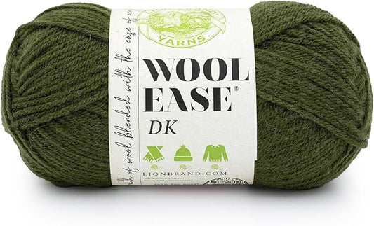 Lion Brand Yarn, Acrylic Wool Blend Wool-Ease DK Yarn for Knitting, Crocheting, and Crafts, Olive, 1 Pack