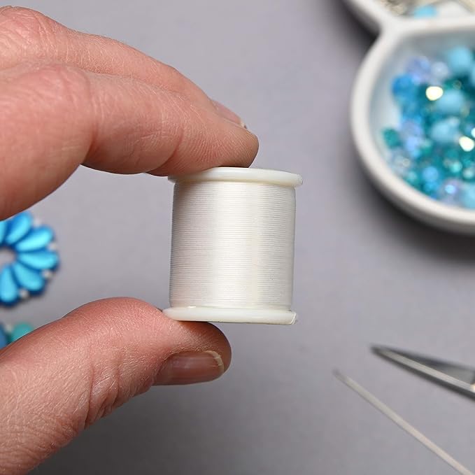 KO Nylon Beading Thread, White Color, Japanese Pre-Waxed 100% Nylon, 330TEX, Tangle Resistant Knotting Cords, 50m /55 yds Spool, Use for Seed Bead Projects, Loom Work & Bead Weaving