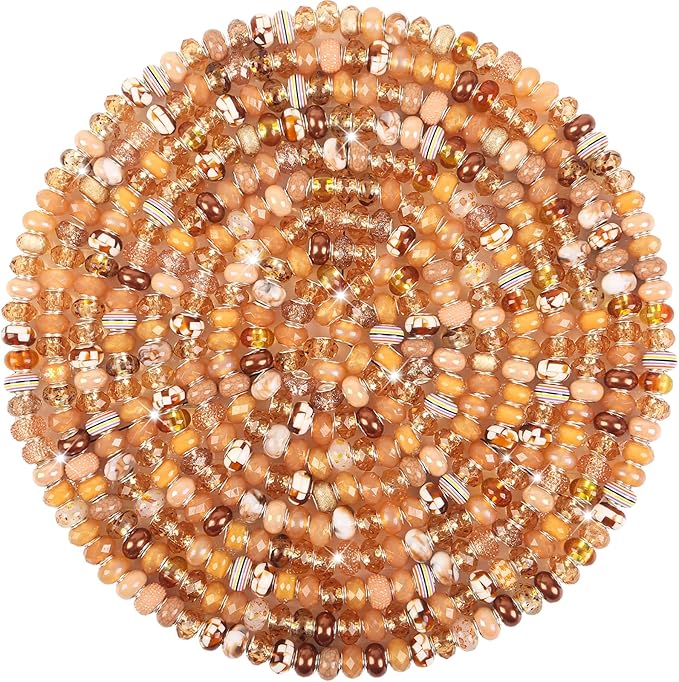 Large Hole Brown European Beads - 100 Assorted Pieces for Pens, Fairy Wand, Garden, Lampwork, Craft, Spacer, DIY Charms, Bracelet, Necklace Decoration, Jewelry Making Supplies