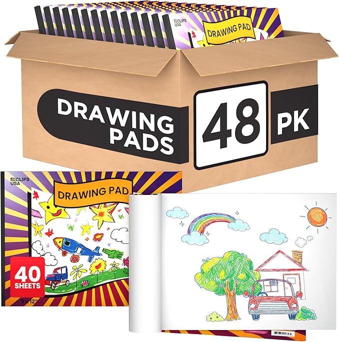 Sketch Book for Kids, Drawing Pad for Kids, Drawing Paper, Sketch Pad for Kid, Kid Sketch Book (9 x 12, 40 Sheets) (48)