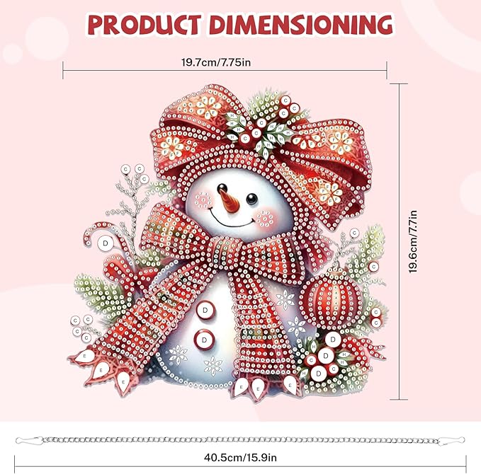 Bowetile Christmas Diamond Art Hanging Kits for Adults, Diamond Art Suncatchers Snowman, 5D Special Shape Diamond Painting Pendant Window Ornament Christmas Gifts for Home Door Wall Decor