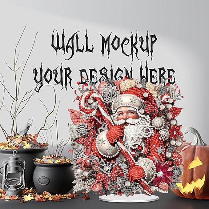 NEGEKFKX Santa Claus Tabletop Ornament DIY Diamonds Art Painting kit,Christmas Desktop Diamonds Painting Kit for Adult,Acrylic Diamonds Painting Board Kit Ornament, Special Crystal Diamond
