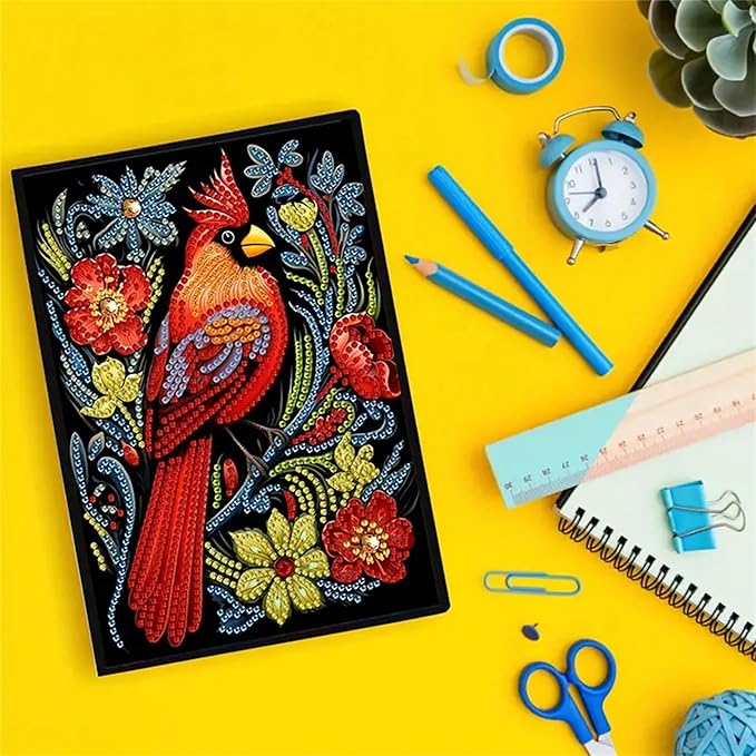 Bird Diamonds Painting Notebook for Adults, A5 Diamond Art Journal and DIY Sketchbook, Diamond Art Kit Supplies,Gift for Beginners, Craft Lovers, Artists. (Bird3)