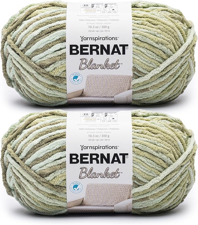 Bernat Blanket - 2 Pack of 220 Yards/10.5 oz Grassy 100% Polyester Yarn