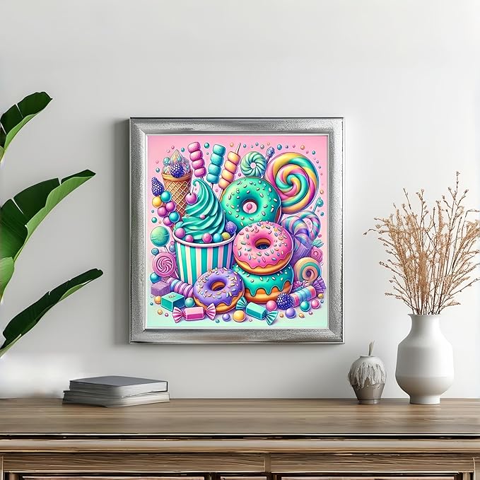 Diamond Art Kits for Adults Dessert, DIY 5D Diamond Painting Kit for Beginners, Full Round Drill Gem Art Dots for Adults, Diamond Dots Paintings Crafts Home Wall Decor 14X14 Inch