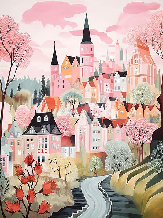 ijbnhd House Diamond Art Kits for Adults - Romantic Castle Diamond Painting Kits for Adults, 5D Diamond Painting House, DIY Full Drill Gem Art Crafts for Home Wall Decor 12x16inch