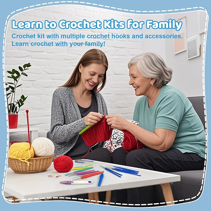 HYHJMISTY Crochet Kit for Beginners Adults, 167 PCS Knitting Kit with Ergonomic Hooks, Portable Crochet Kits Include 10 Color Yarn, Crocheting, Accessories and Bag