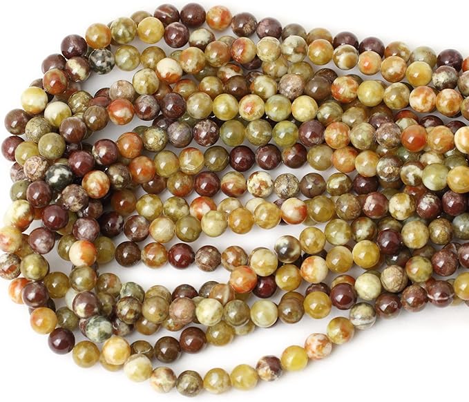 cheavian 45pcs 8mm natural yellowish green serpentine jade round loose stone beads for jewelry making 1 strand 15"