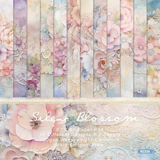 YASMEN Flowers Scrapbook Paper Pad, 6x6 Single-Sided Valentine Cardstock Paper Pad for Card Making, Journals, Planner, DIY Envelopes, Greeting Cards, Decorative Art Craft -24 Sheets