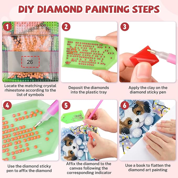 Bowetile Christmas Diamond Art Hanging Kits for Adults, Diamond Art Suncatchers Dog, 5D Special Shape Diamond Painting Pendant Window Ornament Christmas Gifts for Home Door Wall Decor